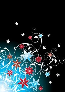 Floral corner in dark style with light effect, vector illustration Stock Illustration