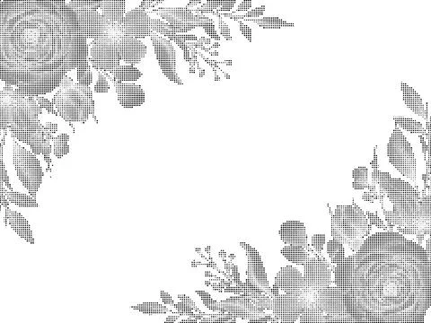 Floral corner frame with halftone texture effect for wedding invitations an.. Stock Illustration