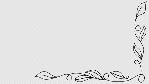 Floral corner frame, one line drawing animation. Video clip with alpha channel. Stock Footage 303516466