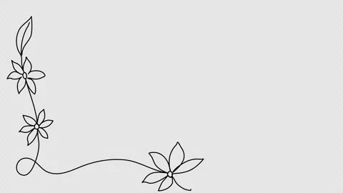 Floral corner frame, one line drawing animation. Video clip with alpha channel. Stock Footage 303516782