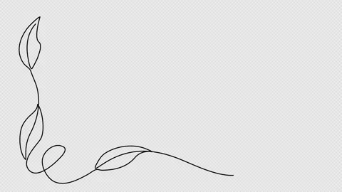 Floral corner frame, one line drawing animation. Video clip with alpha channel. Stock Footage 304386157