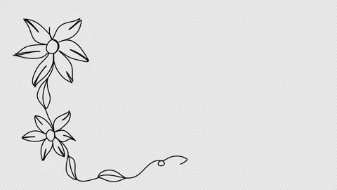 Floral corner frame, one line drawing animation. Video clip with alpha channel. Stock Footage 304387287