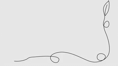 Floral corner frame, one line drawing animation. Video clip with alpha channel. Stock Footage 310268754