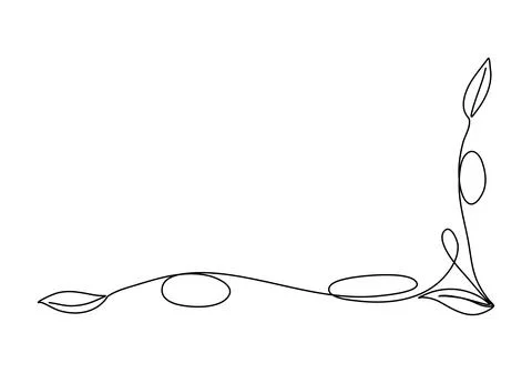 Floral corner frame, one line drawing animation. Video clip with alpha channe Stock Illustration