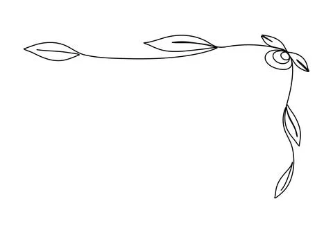 Floral corner frame, one line drawing animation. Video clip with alpha channe Stock Illustration