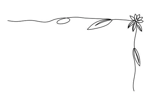 Floral corner frame, one line drawing animation. Video clip with alpha channe Stock Illustration