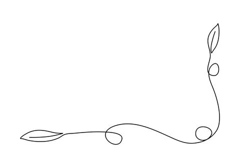 Floral corner frame, one line drawing animation. Video clip with alpha channe Stock Illustration