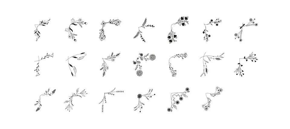 Floral Corner Set Stock Illustration