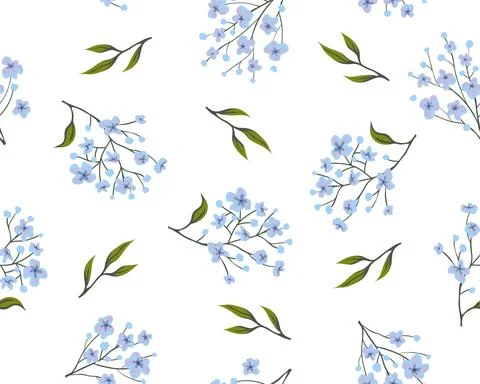 Floral cute seamless pattern. Romantic hand drawn simple ornament. Motifs 스톡 일러스트