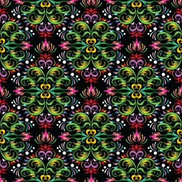 Floral damask seamless pattern. Vector bright  baroque background wallpaper i Stock Illustration
