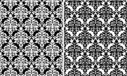 Floral damask seamless patterns Stock Illustration