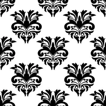 Floral damask style seamless pattern Illustrazione stock