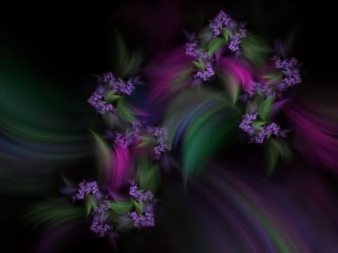 Floral dark background pattern. Computer generated abstract fractal for cover Stock-Illustration