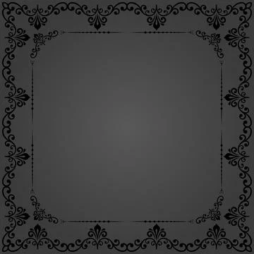 Floral Dark Square Classic Frame Stock Illustration