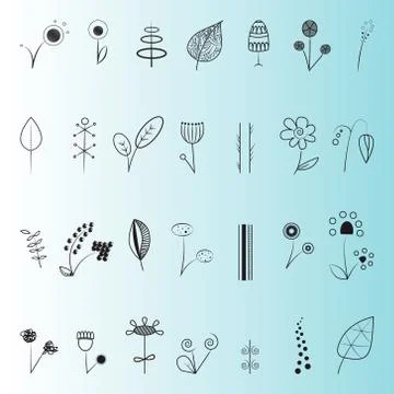 Floral decor set Stock Illustration