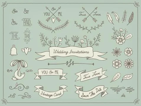 Floral decor set Stock Illustration