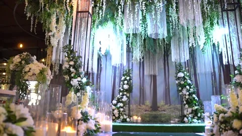 Floral decorations for festive wedding ceremony Stock Footage 132814341