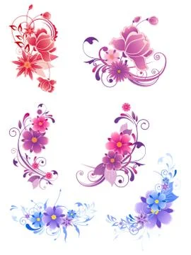 Floral decorative elements Stock Illustration