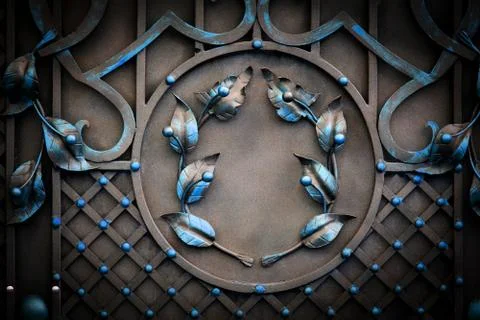 Floral decorative pattern, of forged made from metal Stock Photos