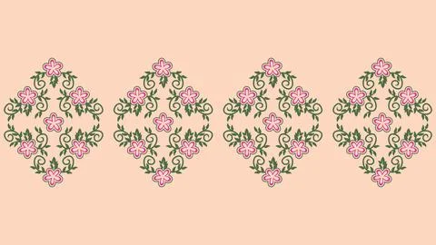 Floral decorative pattern on pink background Stock Illustration