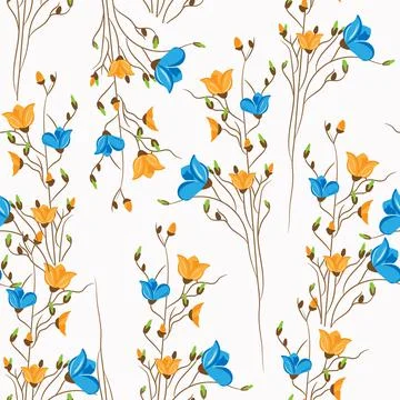 Floral decorative seamless pattern. Delicate branches. Stock Illustration