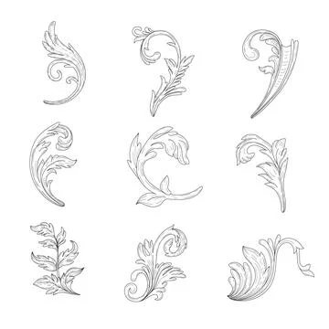 Floral decorative vector elements set 스톡 일러스트
