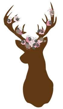 Floral Deer Illustrazione stock