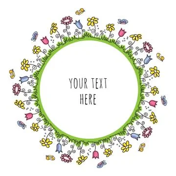Floral design in circle Stock Illustration