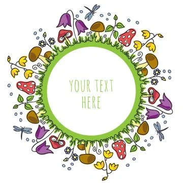 Floral design in circle Illustrazione stock