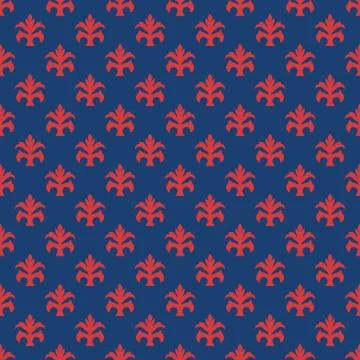 Floral design decorative seamless pattern vector background. Blue,red. Illustrazione stock