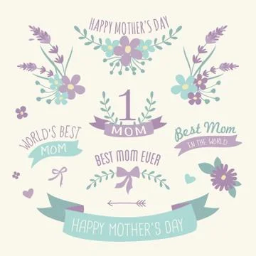 Floral design elements collection Stock Illustration