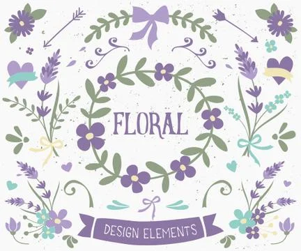 Floral Design Elements Collection Illustrazione stock