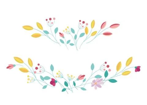 Floral design elements isolated on a white background Stock Illustration