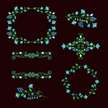 Floral design elements set, ornamental frames. Stock Illustration