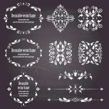 Floral design elements set, ornamental vintage objects Illustrazione stock