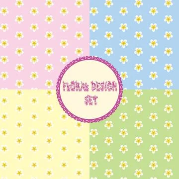 Floral design pattern on 4 different color background for wallpaper, textil.. Stock Illustration