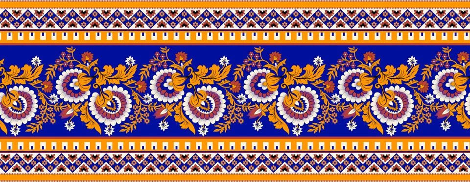 Floral design repeat border with different size. Vector Stock Illustration