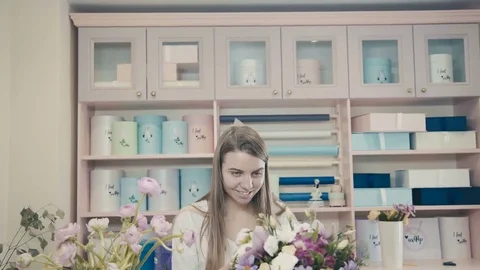 Floral design studio, making decorations and composition. Florist Stock-Footage 73505511