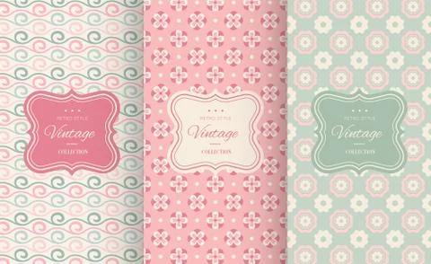 Floral different vector seamless patterns Stock Illustration