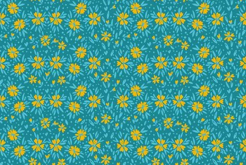 Floral ditsy daisy seamless pattern in millefleurs and liberty style. Stock Illustration