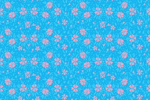 Floral ditsy daisy seamless pattern in millefleurs and liberty style. Stock Illustration