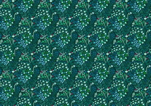 Floral ditsy daisy seamless pattern in millefleurs and liberty style. Stock Illustration