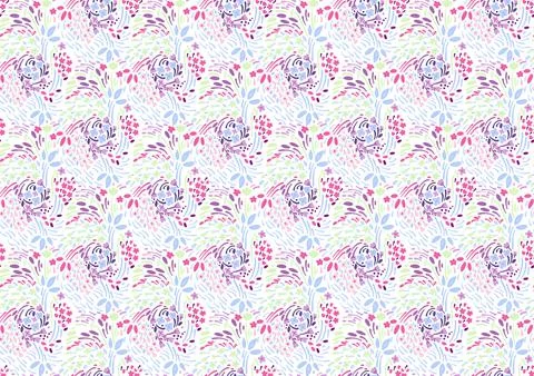 Floral ditsy daisy seamless pattern in millefleurs and liberty style. Stock Illustration