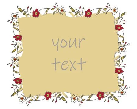 Floral ditsy frame, text space. Hand drawn decorative cute flowers, elegant Stock Illustration