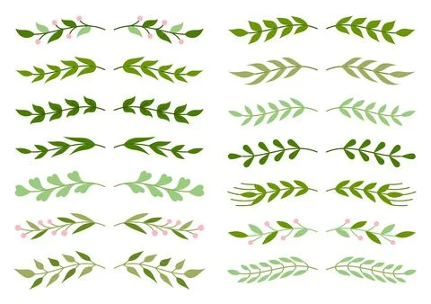 Floral dividers page natural spring green flat set Stock Illustration
