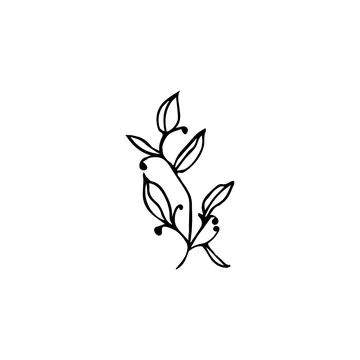 Floral doodle elements hand drawn for logo or tatoo Stock Illustration