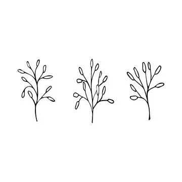 Floral doodle elements hand drawn for logo or tatoo Stockillustratie