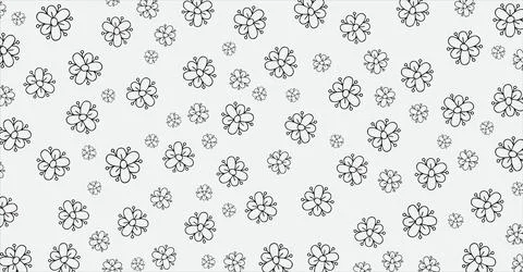 Floral doodle pattern vector background design with hand drawn simple flowers Stock Illustration