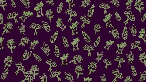 Floral doodle a repeating pattern of stylized flowers and leaves handdrawn Stock Footage 334368331