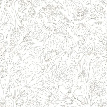 Floral doodle seamless pattern with wild flowers Stock Illustration